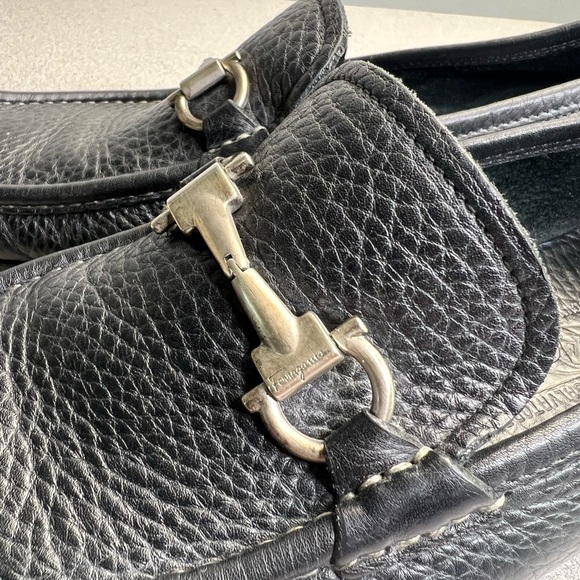 Salvatore Ferragamo Black Leather Slip On Loafers Size 8 - Picture 9 of 12